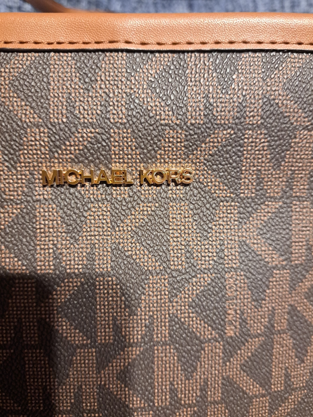 Michael Kors Brown Logo Tote with Tan Trim - Picture 3 of 6